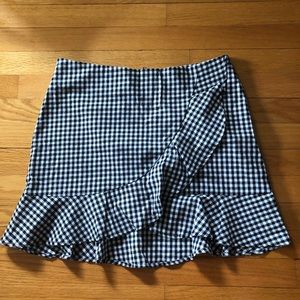 FOREVER 21 GINGHAM B&W FLARE SKIRT